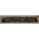 A substantial sign written wagon plaque, advertising Window Cleaning, Chimney Sweeping, Office &