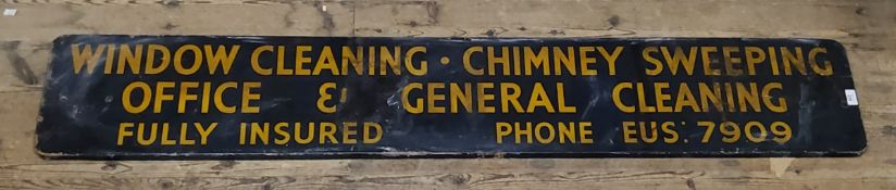 A substantial sign written wagon plaque, advertising Window Cleaning, Chimney Sweeping, Office &