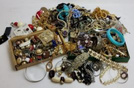 Costume Jewellery - various earrings, brooches, bangles, bead necklaces, etc qty
