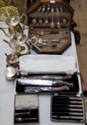 Silver and silver plate- a silver christening set including a baby feeder and spoon in