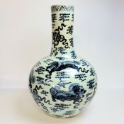 A very large and impressive Chinese temple vase decorated with an all-over, underglaze blue and
