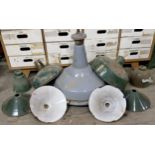 Salvage - various industrial enamel light shades