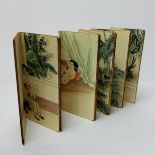 Erotica - an unusual Japanese concertina erotic pillow book, the ten fold out board leaves decorated