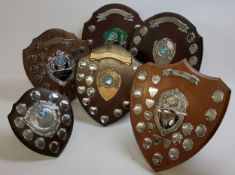 Pigeon Racing Interest - various shield shaped trophies including Brampton Homing Society