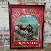 Railwayana - Advertisement - a large early 20th century The Railway double sided hand painted