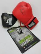 Boxing interest - a Lonsdale boxing glove signed James Degale with Official Event Programme; a