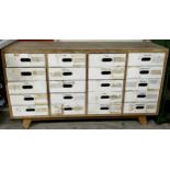 Interior Design - a bank of twenty mid 20th century school drawers, used in Barlow Primary school,