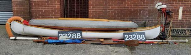 Boating Interest - a large fourteen foot Canadian type canoe, another kit made canvas canoe;