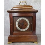 A Davall mahogany mantel clock, silver chapter ring, black Arabic numerals, two winding holes,
