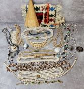 Bijouterie - pearl necklaces; shell work necklaces, mother of pearl buttons, Hermitite necklace,