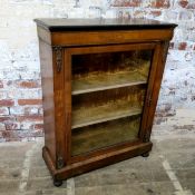 A Victorian gilt metal mounted and satinwood inlaid walnut pier cabinet, housing three velvet
