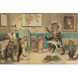 After Louis Wain (BRITISH, 1860-1939) 'The Naughty Puss', large colour print, early 20th century