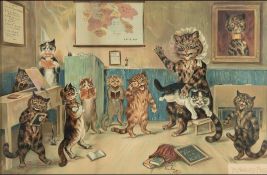 After Louis Wain (BRITISH, 1860-1939) 'The Naughty Puss', large colour print, early 20th century