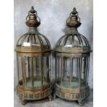 Interior Design - a pair of large Middle Eastern lanterns, decorative antiqued copper metalwrok with