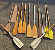 Boating Interest - various wooden rowing oars; others, etc