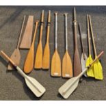 Boating Interest - various wooden rowing oars; others, etc