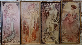 Interior Design - Alphonse Mucha (1860-1939) Art Nouveau lithograph printed posters mounted on