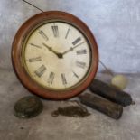 A 19th century school clock, with pendulum and weights (for restoration)