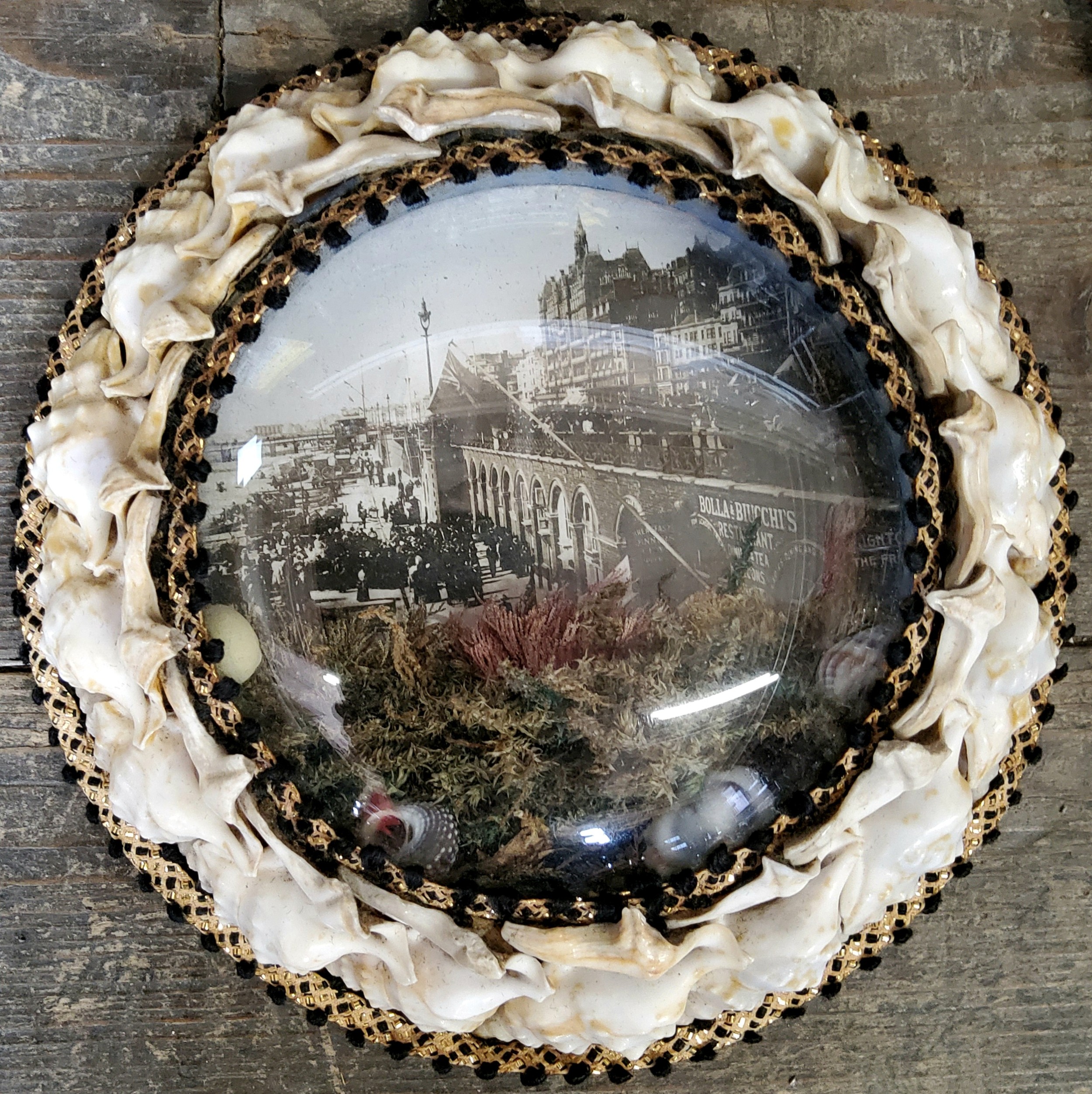 A very good collection of Fourteen Victorian shell-work souvenir porthole pictures, late 19th/ - Image 10 of 17