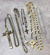 Bijouterie - a 19th century French carved bone stanhope rosary beads, the stanhope inset shows '