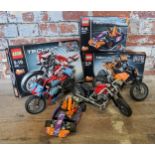 Lego Technic 42007 Moto Cross Bike; and Lego Technic 8051 Motorbike; Lego Technic 42048 Race Kart