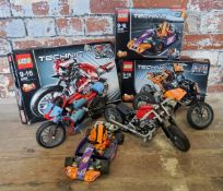 Lego Technic 42007 Moto Cross Bike; and Lego Technic 8051 Motorbike; Lego Technic 42048 Race Kart
