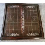 A 19th century Chinese hardwood folding Chinese Chess/Xiangqi board, mother of pearl inlaid