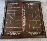 A 19th century Chinese hardwood folding Chinese Chess/Xiangqi board, mother of pearl inlaid