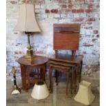 Furniture & Lighting - a mid century teak cabinet made by White & Newton, Portsmouth; a nest of