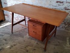 Mid 20th Century Design - A 1960s teak Danebridge desk, label inside the drawer read Danebridge