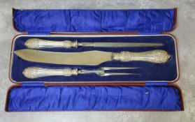 Sheffield silverplate- A. Beardshaw & Co. Carving set in original fitted presentation box,