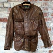 Fashion - an early 2000's lady's Belstaff Panther jacket in warn brown antiqued leather , made in