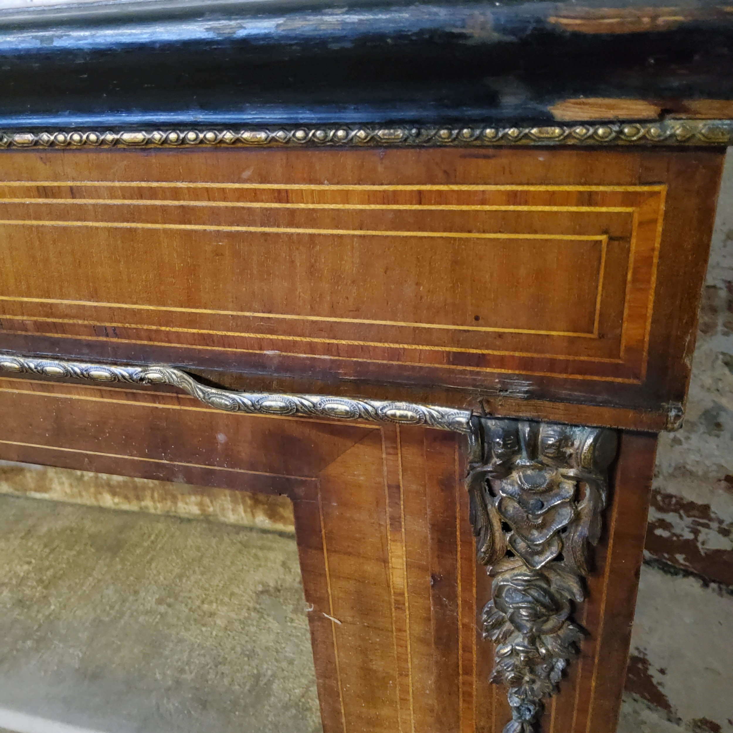 A Victorian gilt metal mounted and satinwood inlaid walnut pier cabinet, housing three velvet - Image 2 of 4