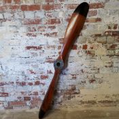 Aviation Interest - a reproduction flamed mahogany aircraft propeller, black tips, 150cm