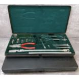 An original Jaguar tool set in branded black plastic case comprising Jaguar stamped spanners, tyre