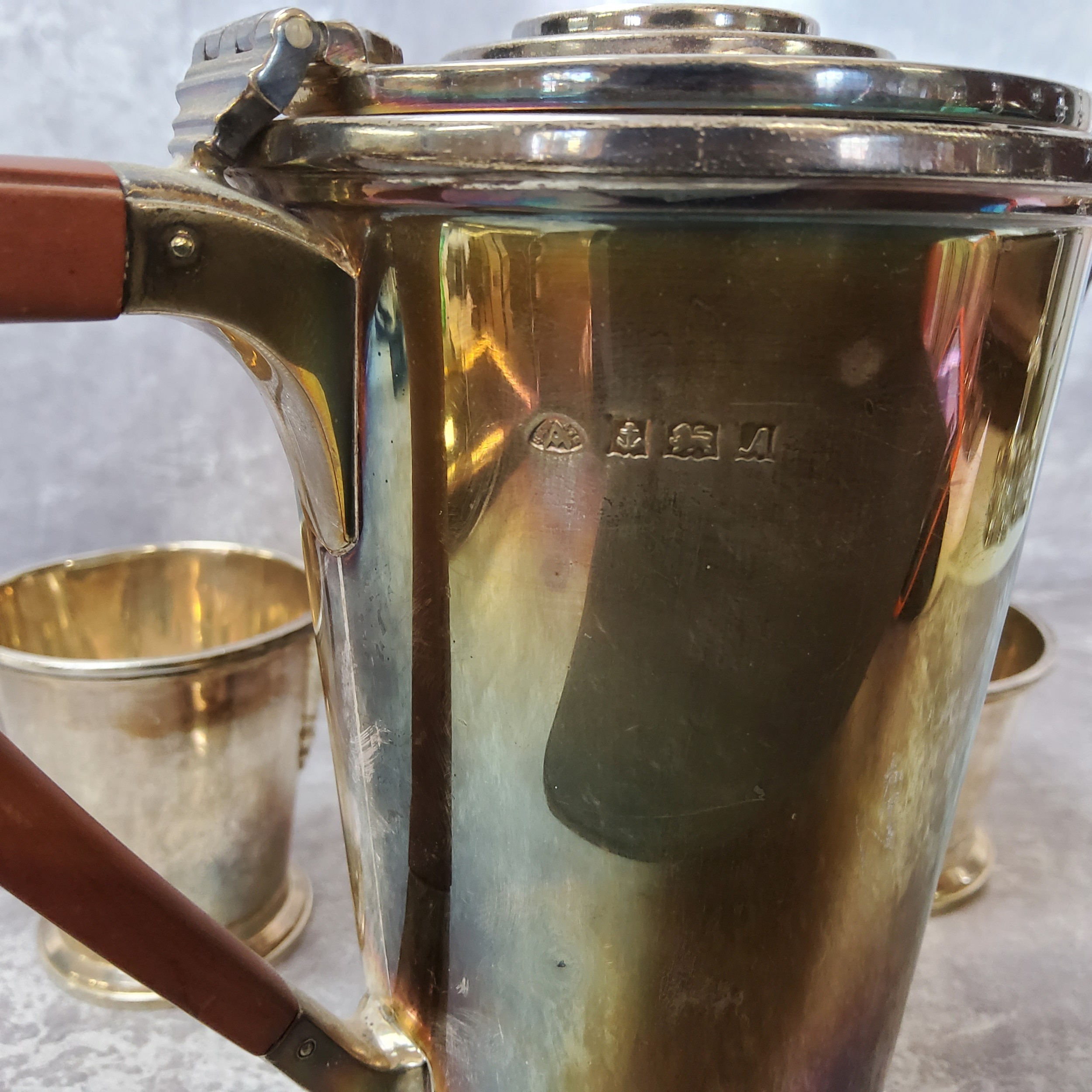 A silver Adie Brothers Ltd three piece coffee service, including coffee pot, cream jug and sugar - Image 2 of 2