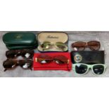 Various sunglasses including a pair of Ray Ban Wayfarer 7777, light green; Christian Dior; Paloma