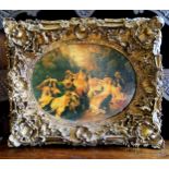 Interior Design - a large ornate Italian gilt frame, heavily carved in relief with shell caps and