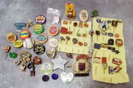 Badges - mainly Russian pin badges, Butlins Beaver Club, early Robertson's golly cricketer;