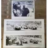 A photographic print of Paul Frere in the Le Mans pits speaking to his co-driver, signed in black; a