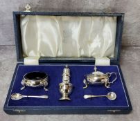 Please note LOT WITHDRAWN  - A silver condiment set by Elkington & Co. Ltd in fitted associated