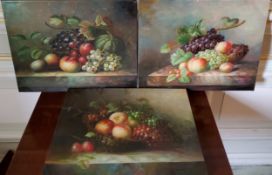 Two decorative still life oil on canvas paintings, signed N Riegent; another signed R Laurent 41 x