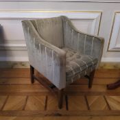 A Regency style hotel reception tub chair, pin striped upholstery