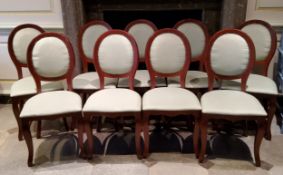 A set of nine Napoleon III design mahogany medallion back conference / parlour chairs
