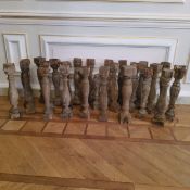 26 turned 19th century country house turned balusters, heavily distressed and weathered. Formally on
