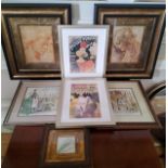 Pictures & prints including original watercolours; French advertising poster prints, all framed (7)