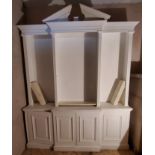 A country house break front kitchen dresser painted white, manufactured by Thistle Joinery,