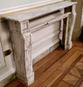 A 19th century Carrara marble country house fire surround, well figured with veins of grey, old sale