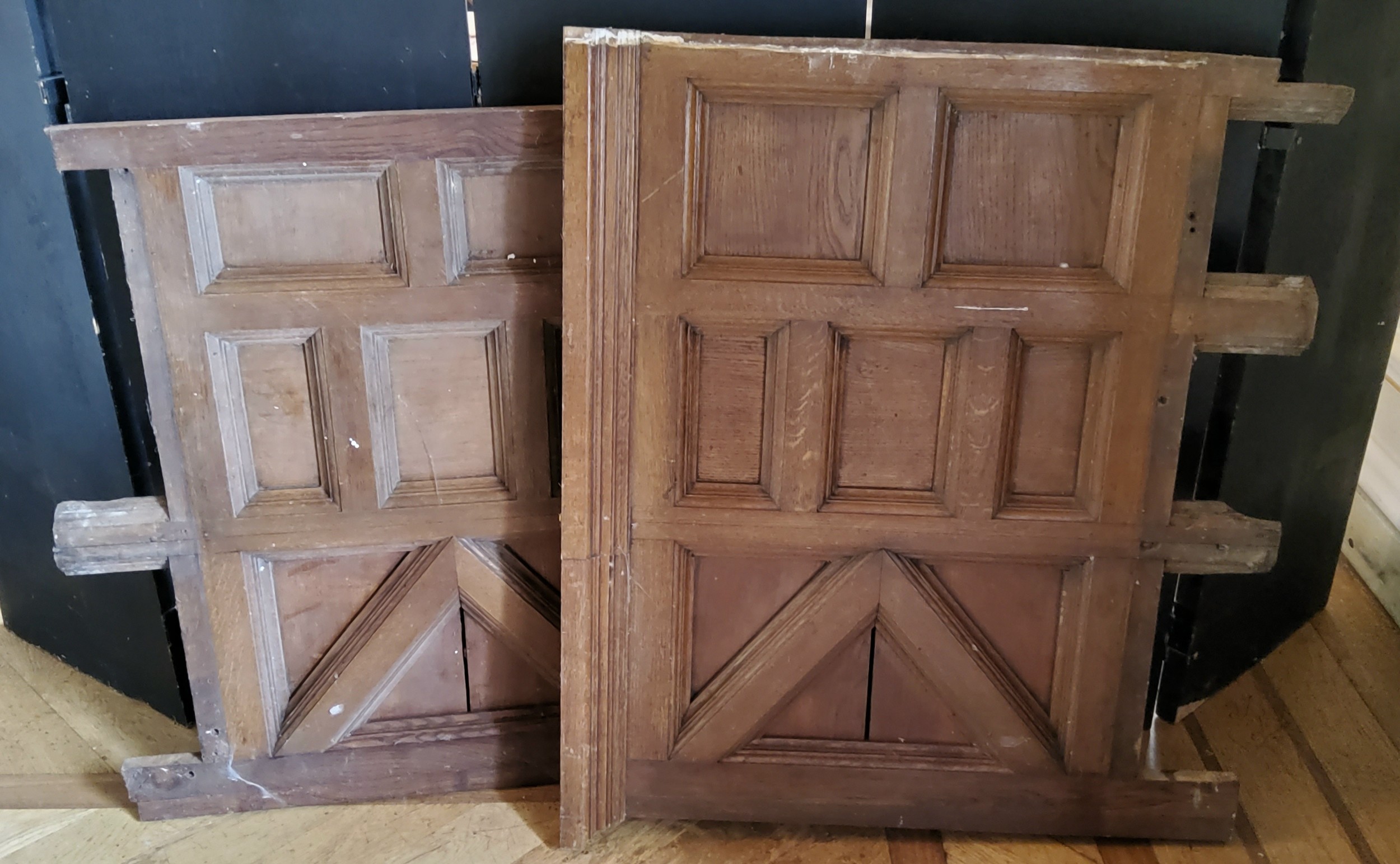 Country House Salvage - 19th century oak panelling fragments / partition in the 17th century (