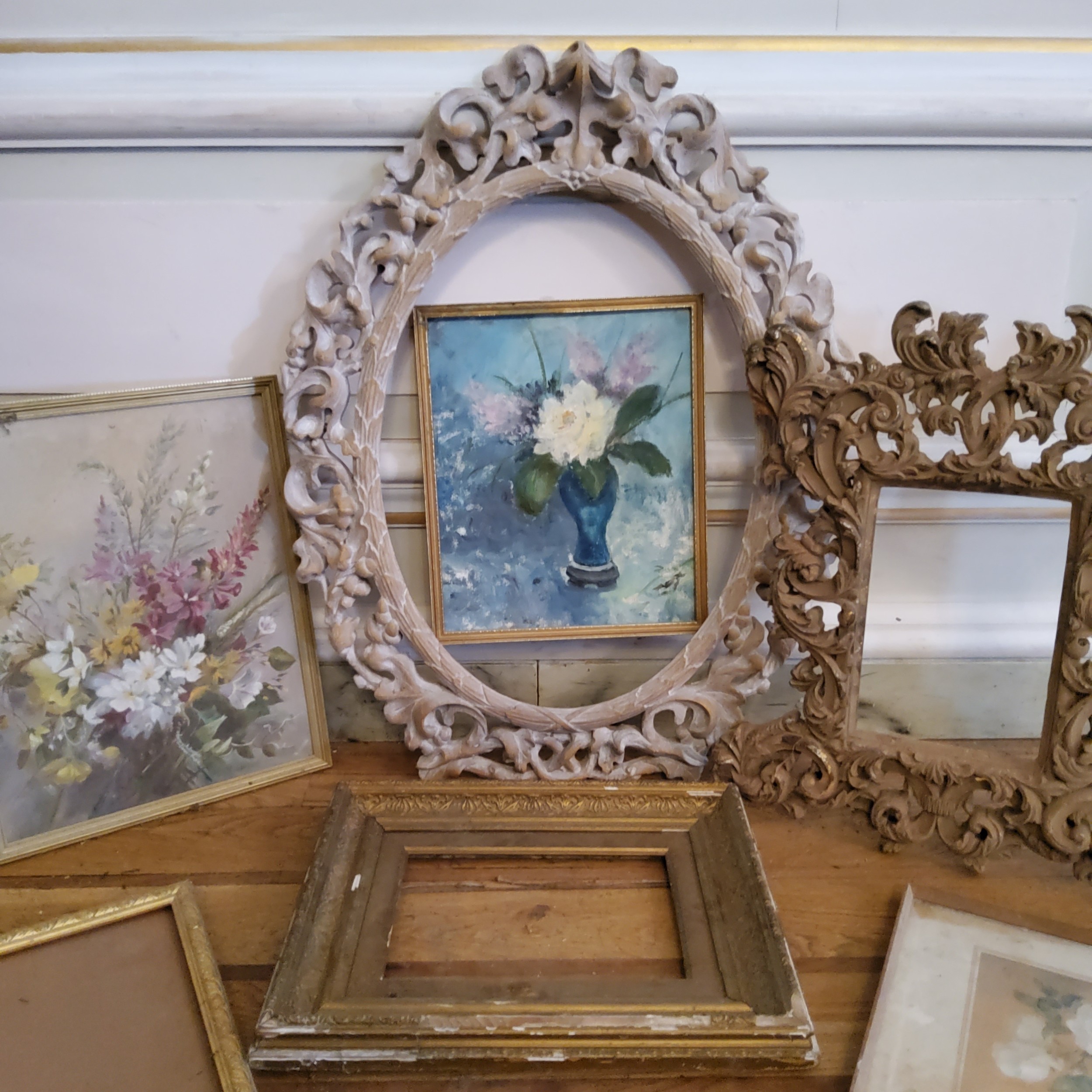 Attic Finds - original still life observational bouquet paintings; an ornate picture frame; 19th - Image 4 of 4